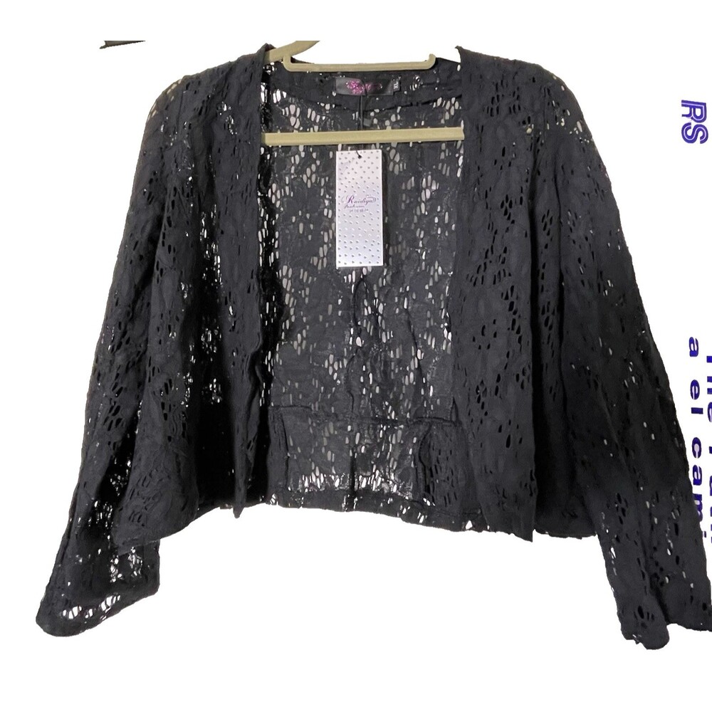 Ruidiya fashion dress coat black XL black overcoat cocktail shaw shrug off dress